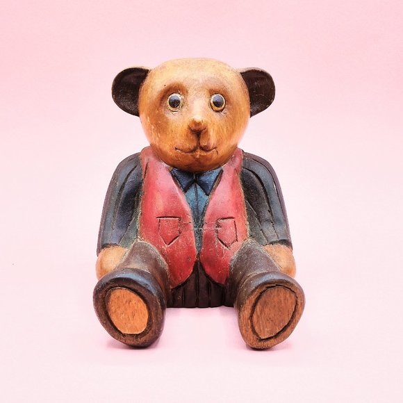 Teddy Bear, Large Hand Carved, Vintage Collectibles Home Decor - Picture 1 of 10